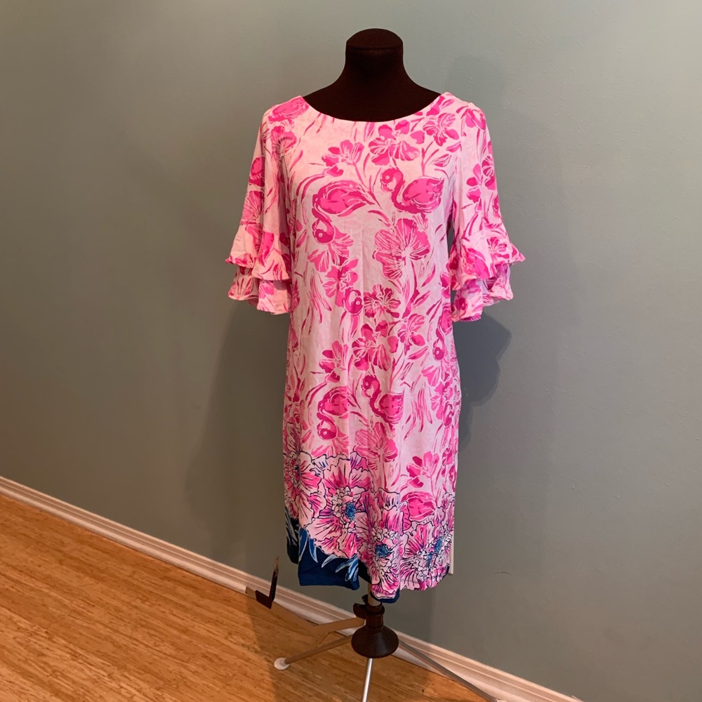 Lily Pulitzer flamingo dress EUC M